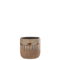 Vaso di fiori in ceramica beige 15x15x15 cm