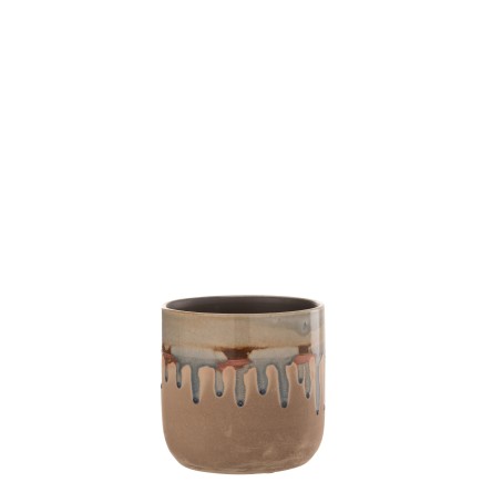 Vaso di fiori in ceramica beige 15x15x15 cm