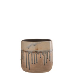 Cache-pot en céramique beige 18x18x18 cm