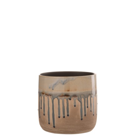 Vaso di fiori in ceramica beige 18x18x18 cm