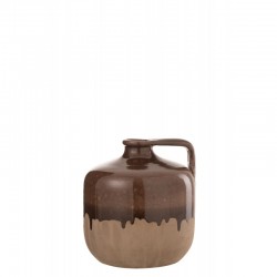 Jarra con asa de cerámica marrón 17x17x18 cm