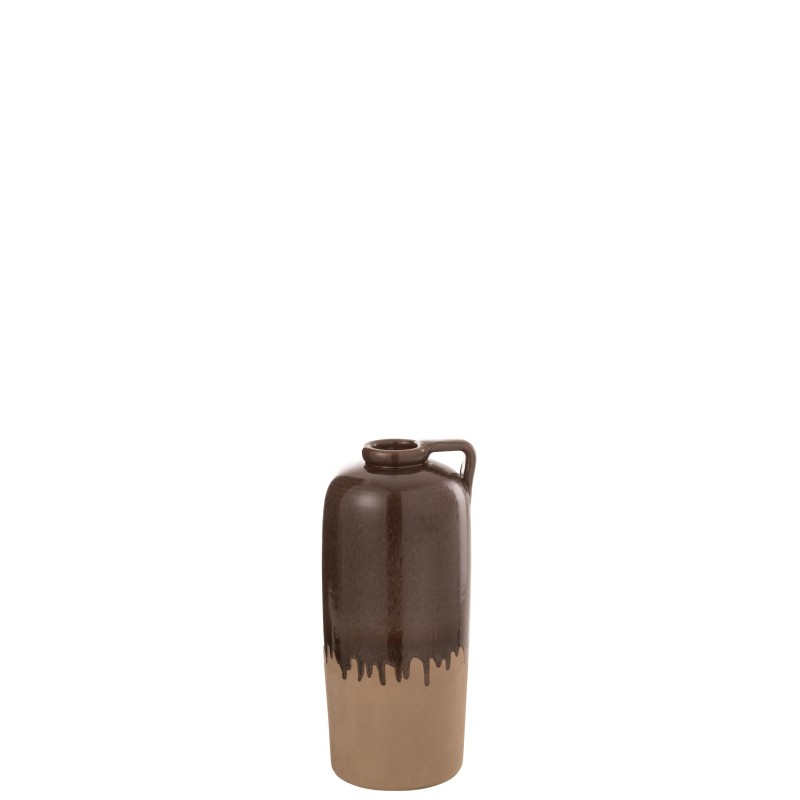 Vase avec anse en céramique marron 17x17x38 cm Vase avec anse en céramique marron 17x17x38 cm