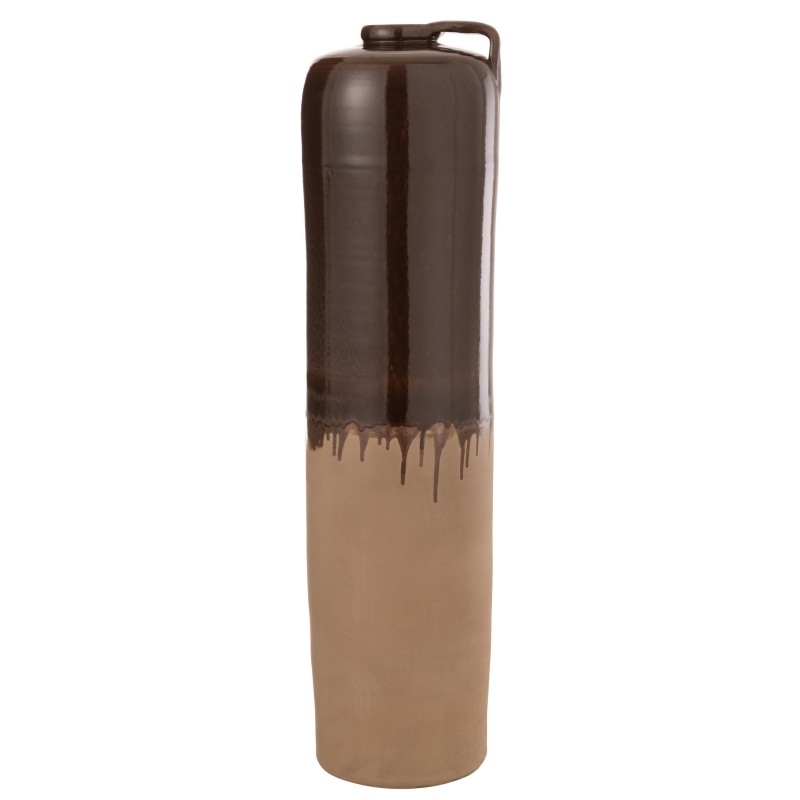 Vase avec anse en céramique marron 22x22x83 cm Vase avec anse en céramique marron 22x22x83 cm