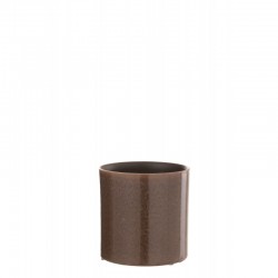 Cachepot de cerámica marrón de 14.5x14.5x14.5 cm