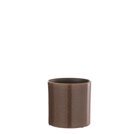 Vaso di fiori in ceramica marrone 14,5x14,5x14,5 cm