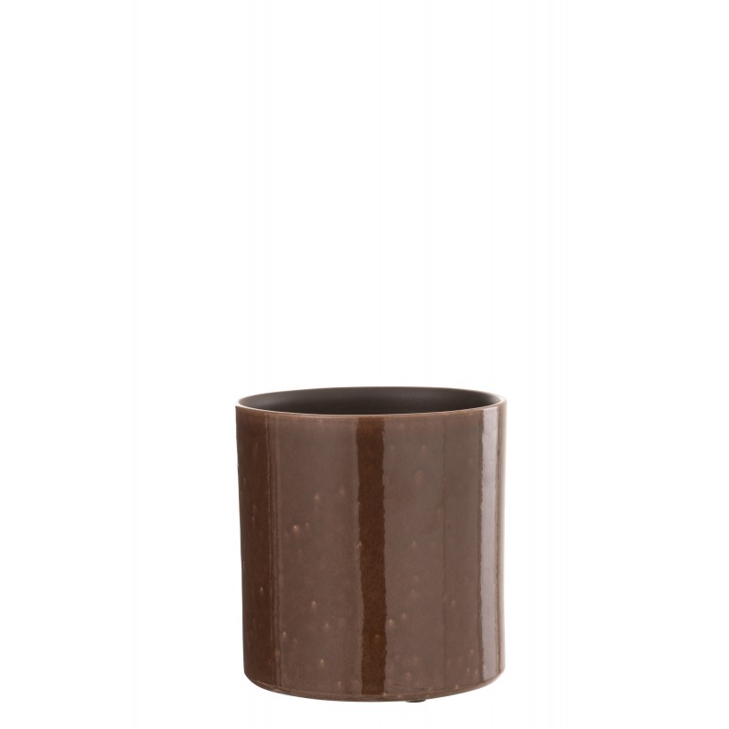Cachepot de cerámica marrón de 16.5x16x16.5 cm