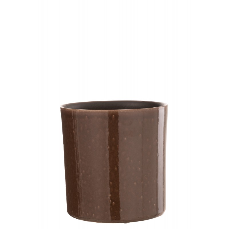 Cachepot de cerámica marrón de 20x20x20 cm