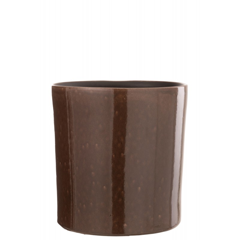 Cachepot de cerámica marrón de 24x24x24 cm