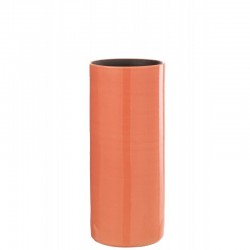 Jarrón alto de cerámica rosa 15x15x37 cm
