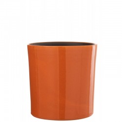 Cachepot en céramique orange 25x25x25 cm
