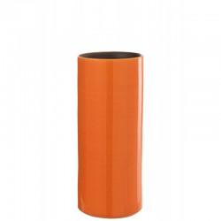 Vase haut en céramique orange 15x15x37 cm