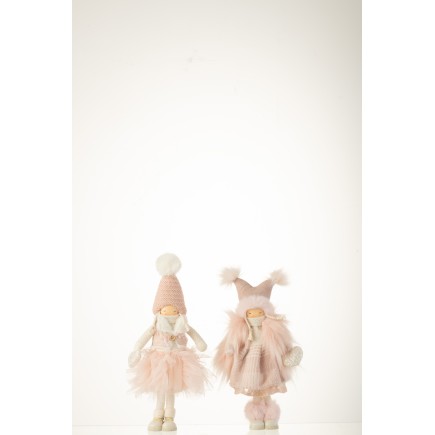 Lote de 2 muñecas en rosa de 14x14x34 cm