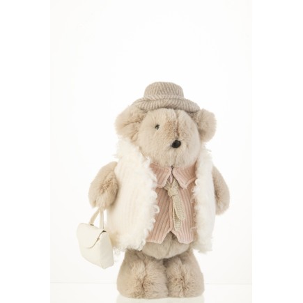 Oso con bolso de mano en color beige de 25x19x41 cm
