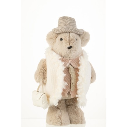 Oso con bolso de mano en beige de 23x17x36 cm