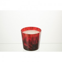 Bougie parfumée 50h en parafinne et verre rouge 12x12x12 cm