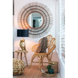 CHAISE FLEURS ROTIN NATUREL