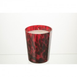 Bougie parfumée 68h en parafinne et verre rouge 13x13x16 cm