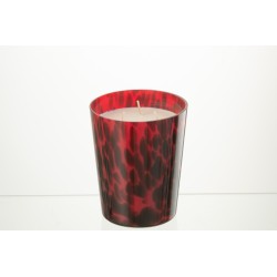 Bougie parfumée 68h en parafinne et verre rouge 13x13x16 cm