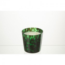 Bougie parfumée 50h en parafinne et verre vert 12x12x12 cm