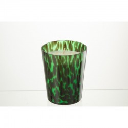 Bougie parfumée 68h en parafinne et verre vert 13x13x16 cm