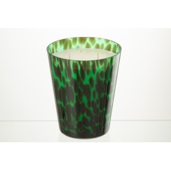 Bougie parfumée 95h en parafinne et verre vert 16x16x20 cm