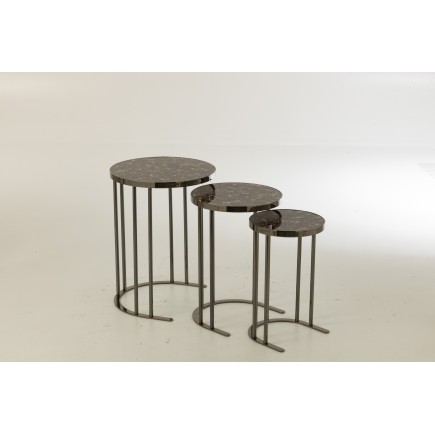 Set de 3 tables de salon en métal multicouleur 63x45x45 cm