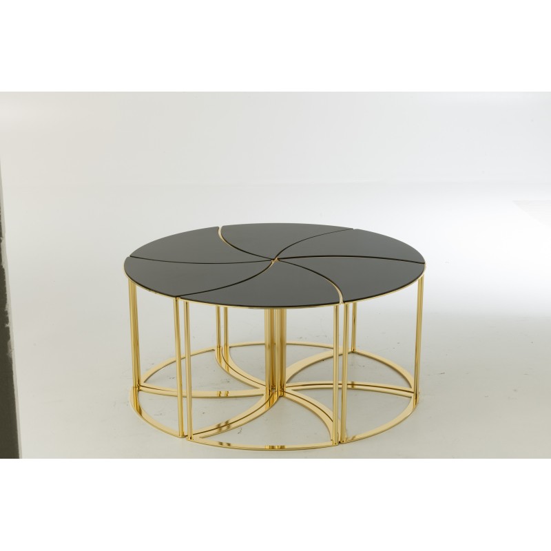 SET DE 6 TABLE TORNADO OR METAL/VERRE