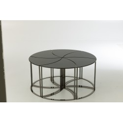 Mesa redonda de 6 partes en metal 100x100x48 cm