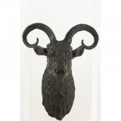 Tête de chèvre en aluminium noir 55x44x31 cm