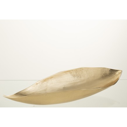 Bandeja hoja de metal dorado 67x20x11 cm