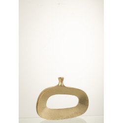 Vase ovale troué en métal doré 39x7x31 cm