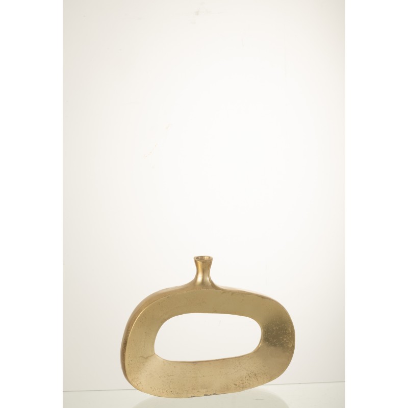 Vase ovale troué en métal doré 39x7x31 cm Vase ovale troué en métal doré 39x7x31 cm