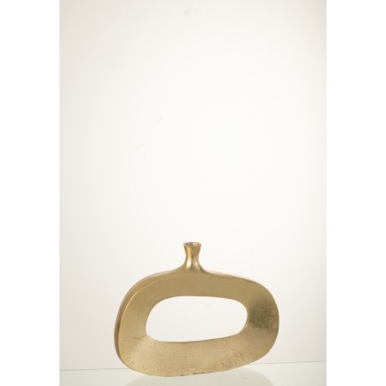 Vase ovale troué en métal doré 39x7x31 cm