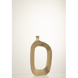 Vase ovale troué en métal doré 24x6x46 cm