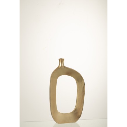 Vase ovale troué en métal doré 24x6x46 cm