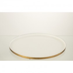 PLATEAU ROND METAL BLANC/OR