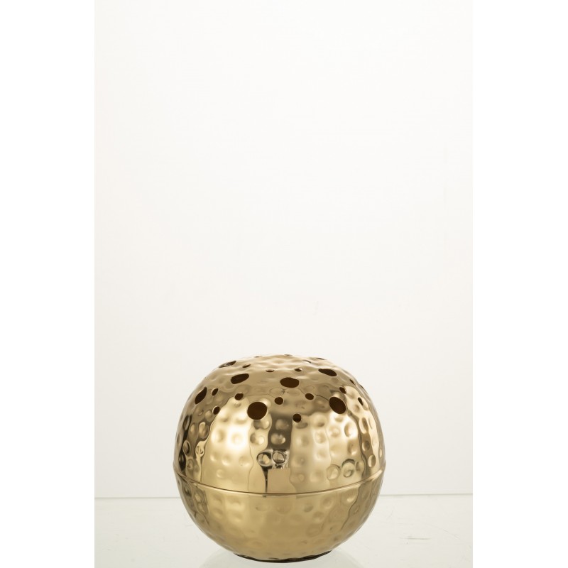 Vase boule avec trous en métal doré 15x15x9 cm