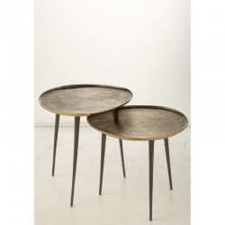Set de 2 tables 3 pieds en aluminium doré 48x55x49 cm