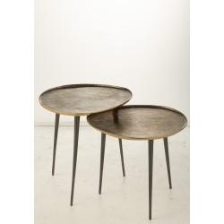 Set de 2 tables 3 pieds en aluminium doré 48x55x49 cm