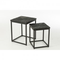 Set de 2 tables carrés en bois noir 44x44x52 cm