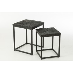Set de 2 tables carrés en bois noir 44x44x52 cm