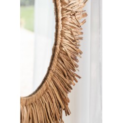 Miroir rond en bois naturel D.104cm