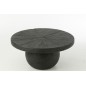 Table ronde avec pied boule en bois noir 90x90x38 cm