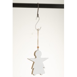 Suspension ange en bois blanc 13.5x12.5x2 cm