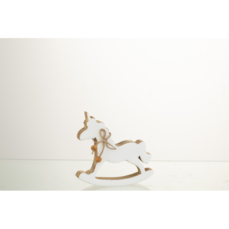 Balanço de madeira em forma de unicórnio branco 13x12x3 cm Balanço de madeira em forma de unicórnio branco 13x12x3 cm