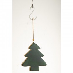 Colgante de árbol de Navidad de madera verde 16x15x1.5 cm