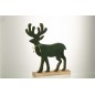 Renne sur socle en bois vert 41x34x6 cm Renne sur socle en bois vert 41x34x6 cm