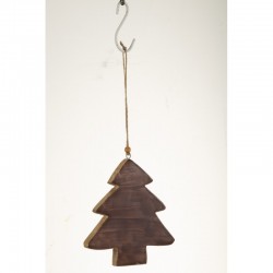 Árbol de Navidad de madera marrón para colgar, 16x15x1,5 cm