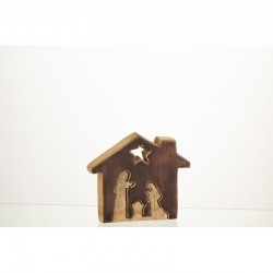 Puzzle de cuna de casa de madera marrón de 15x12x3 cm