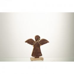 Ángel sobre base de madera blanca de 21x20x5 cm